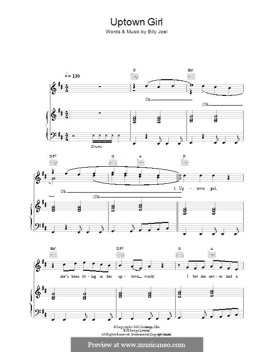 Uptown Girl: Para vocais e piano (ou Guitarra) by Billy Joel