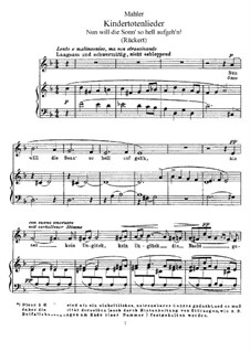 Kindertotenlieder (Songs on the Death of Children): Para vocais e piano by Gustav Mahler