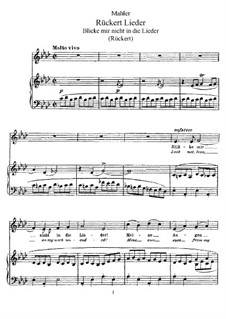 Rückert Lieder: Score for voice and piano by Gustav Mahler