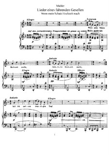 Lieder eines fahrenden Gesellen (Songs of a Wayfarer): Para vocais e piano by Gustav Mahler