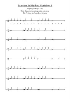 Exercises in Rhythm: Worksheet No.1 by Yvonne Johnson