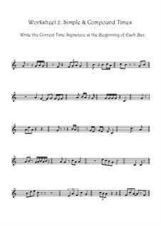 Adding Correct Time Signatures In Simple & Compound Time: Worksheet No.2 by Yvonne Johnson