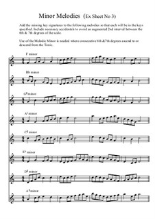 Exercises & Answer Sheet: Minor Melodies No.3 by Yvonne Johnson