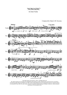 Nomadic for Solo Violin: Nomadic for Solo Violin by Emma L.M.Sweeney