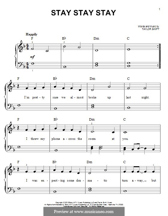 Stay Stay Stay: Para Piano by Taylor Swift