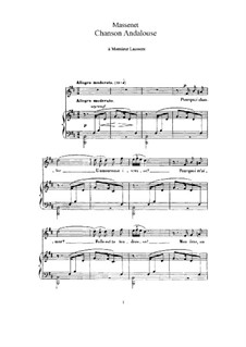 Chanson Andalouse: Partitura Piano-vocal by Jules Massenet