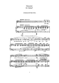 Je t'aime: para voz alta e piano by Jules Massenet