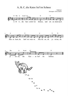 ABC, die Katze lief im Schnee: Lead sheet by folklore