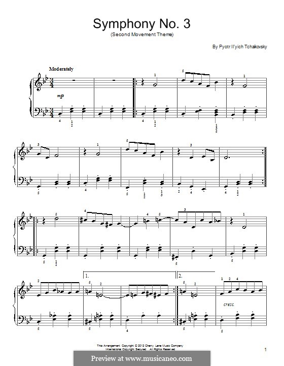 Movement I: Excerpt. Version for piano by Pyotr Tchaikovsky
