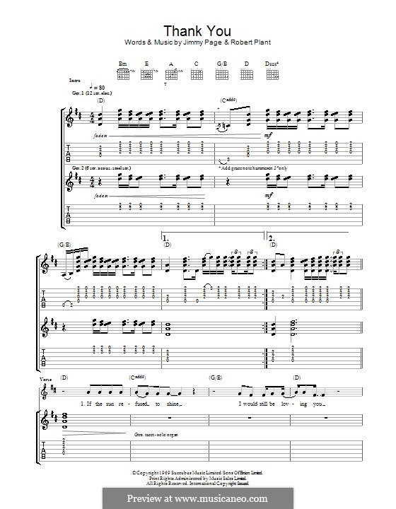 Thank You (Led Zeppelin) por J. Page, R. Plant Partituras on músicaNeo