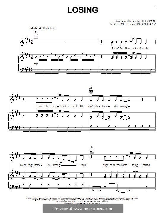 Losing (Jeff Owen): Para vocais e piano (ou Guitarra) by Michael Donehey, Ruben Juarez