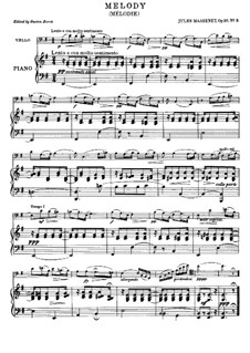 Dix pièces de genre, Op.10: No.5 Mélodie (Élégie), for cello and piano by Jules Massenet