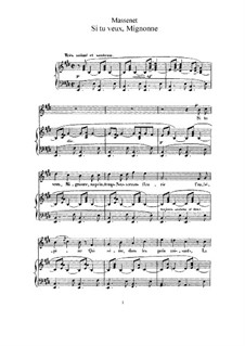 Si tu veux, Mignonne: para voz alta e piano by Jules Massenet