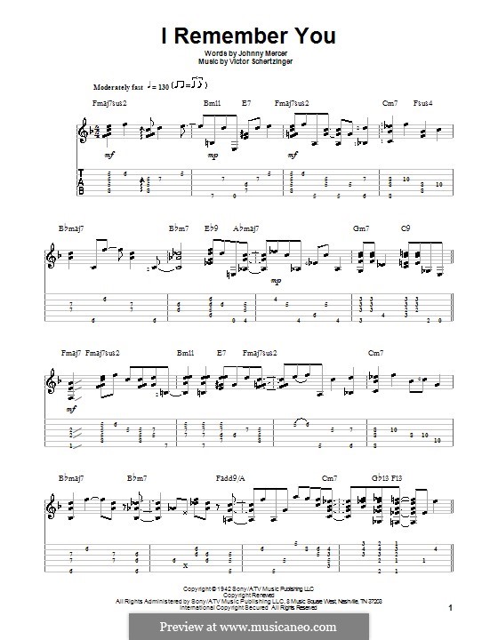 I Remember You (Diana Krall): Para guitarra com guia by Victor Schertzinger