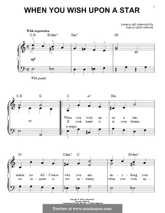 When You Wish Upon a Star (from Disney's Pinocchio): Para Piano by Leigh Harline