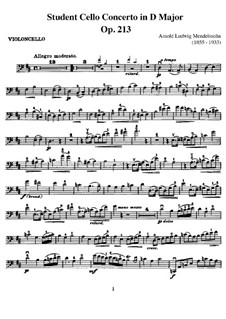 Student Concerto in D Major, Op.213: para violoncelo e piano - parte violoncelo by Arnold Mendelssohn