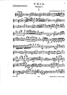 Trio for Two Violins and Piano in A Minor, Op.76: parte violinos by Arnold Mendelssohn