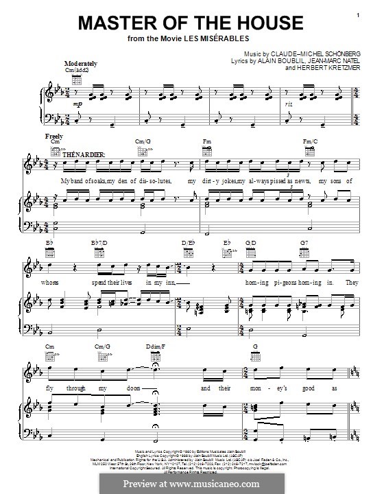 Master of the House: Para vocais e piano (ou Guitarra) by Claude-Michel Schönberg