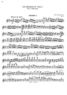 Symphony No.1 in C Minor, Op.11: violino parte I by Felix Mendelssohn-Bartholdy