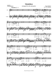 No.4 Ständchen (Serenade), vocal version: For low voice and classical guitar by Franz Schubert