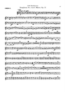 Symphony No.1 in C Minor, Op.11: parte trompa by Felix Mendelssohn-Bartholdy