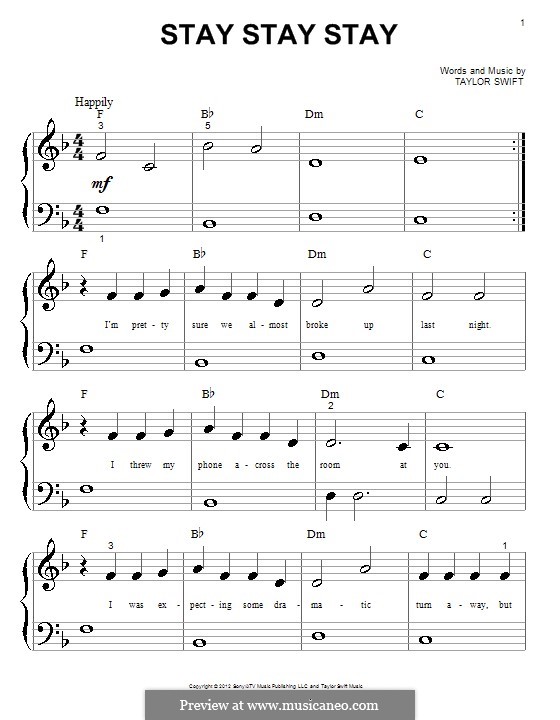 Stay Stay Stay: Para Piano by Taylor Swift