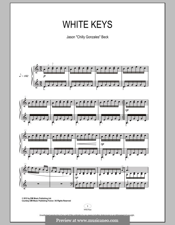 White Keys (Chilly Gonzales): Para Piano by Jason Beck