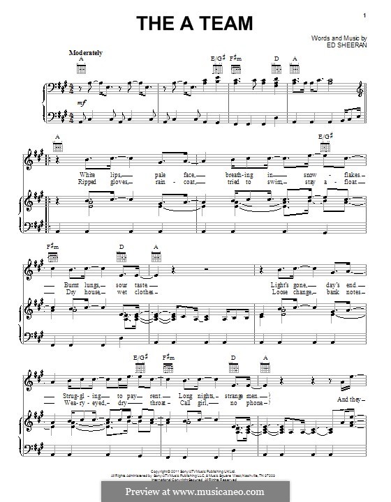The a Team: Para vocais e piano (ou Guitarra) by Ed Sheeran