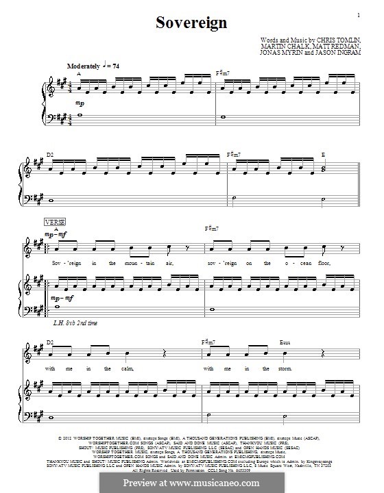 Sovereign: Para vocais e piano (ou Guitarra) by Chris Tomlin, Jason David Ingram, Jonas Myrin, Matt Redman