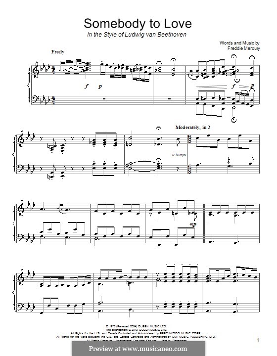 Somebody to Love (Queen): Para Piano by Freddie Mercury