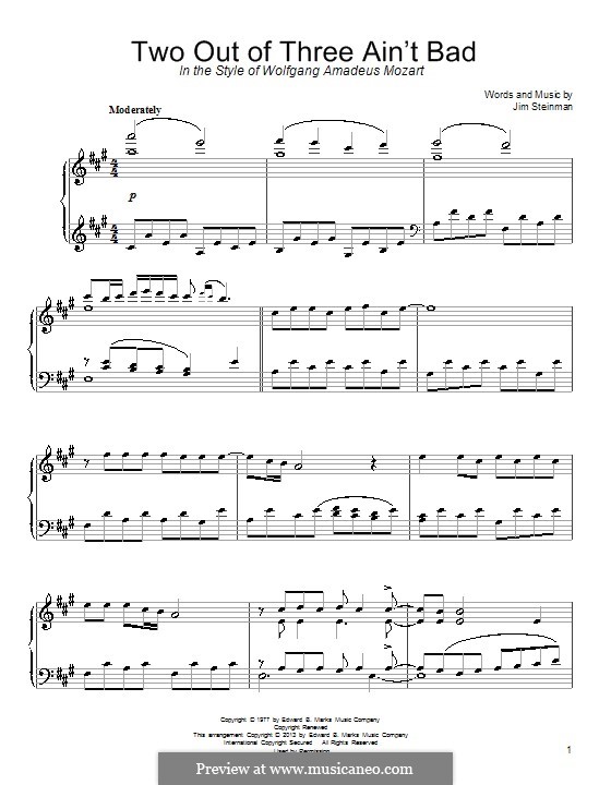 Two Out of Three ain't Bad (Meat Loaf): Para Piano by Jim Steinman