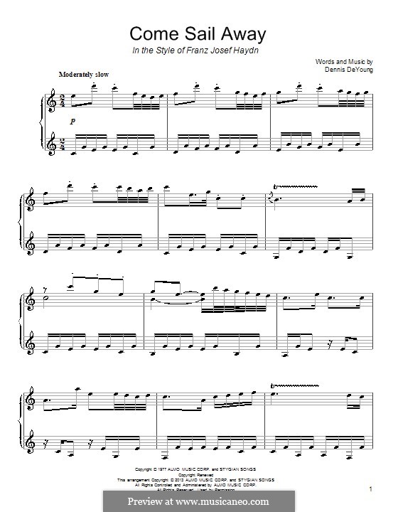 Come Sail Away (Styx): Para Piano by Dennis DeYoung