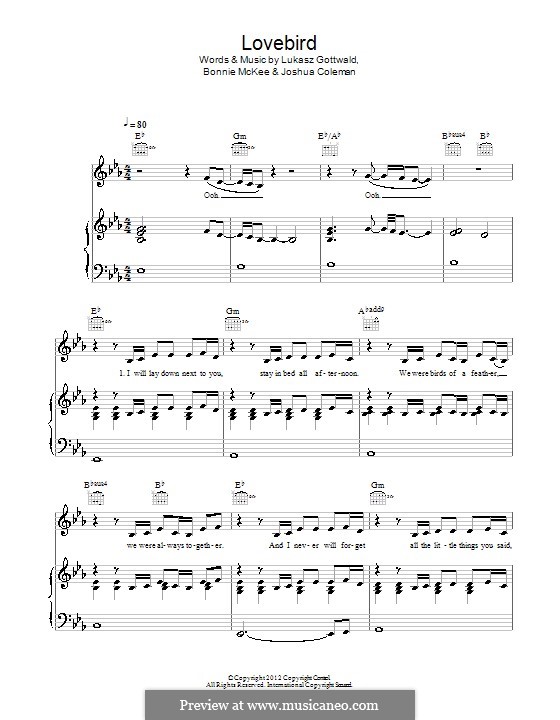 Lovebird (Leona Lewis): Para vocais e piano (ou Guitarra) by Bonnie McKee, Joshua Coleman, Lukas Gottwald