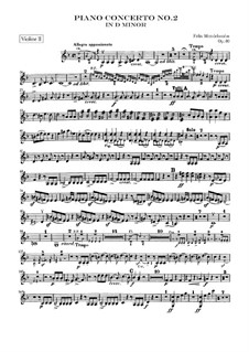 Concerto for Piano and Orchestra No.2 in D Minor, Op.40: violino parte II by Felix Mendelssohn-Bartholdy