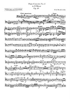Concerto for Piano and Orchestra No.2 in D Minor, Op.40: parte violoncelo e contrabaixo by Felix Mendelssohn-Bartholdy
