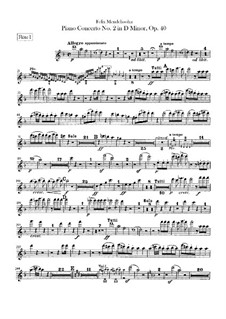 Concerto for Piano and Orchestra No.2 in D Minor, Op.40: parte de flautas by Felix Mendelssohn-Bartholdy