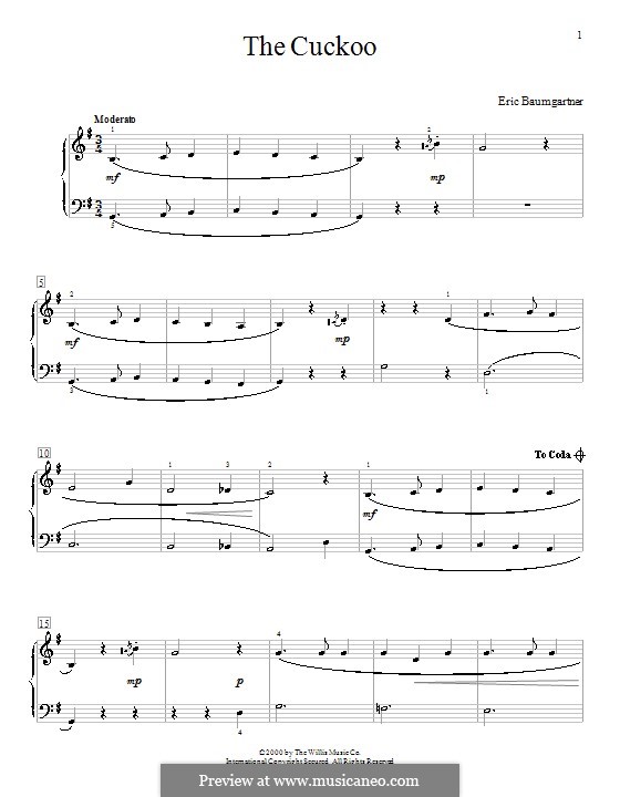 The Cuckoo: Para Piano by Eric Baumgartner