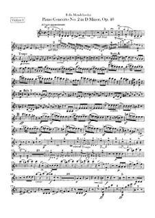Concerto for Piano and Orchestra No.2 in D Minor, Op.40: parte violinos by Felix Mendelssohn-Bartholdy