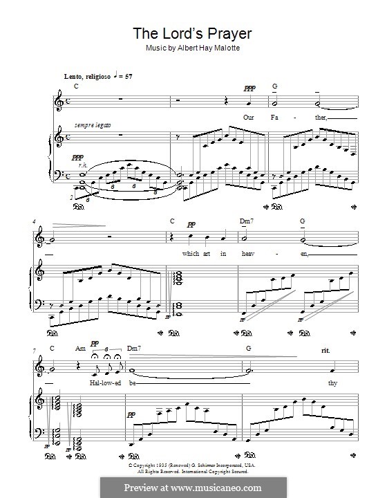 The Lord's Prayer: Para vocais e piano (ou Guitarra) by Albert H. Malotte