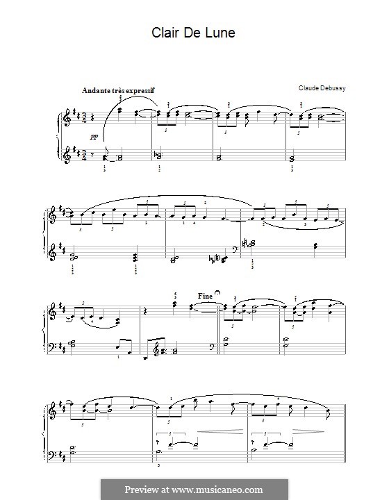 No.3 Clair de lune, for Piano: para um único musico (Editado por H. Bulow) by Claude Debussy