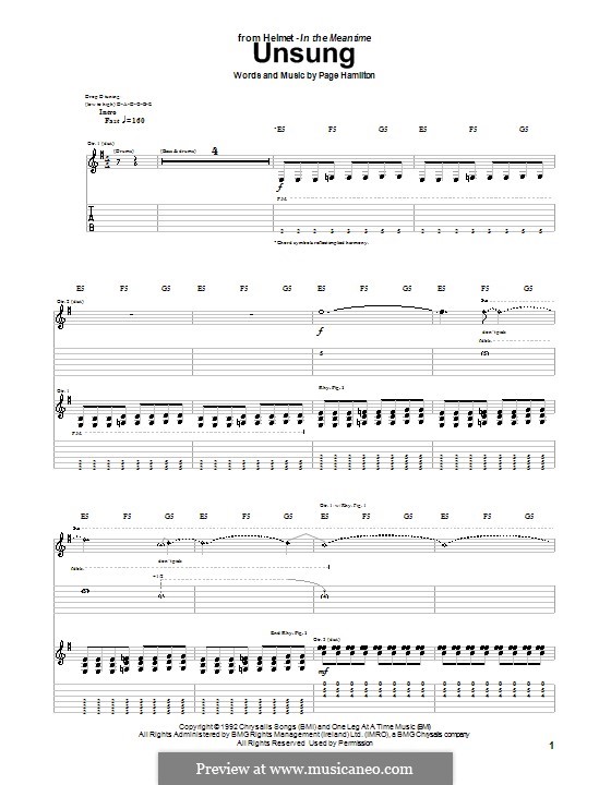 Unsung (Helmet) por P.N. Hamilton Partituras on músicaNeo