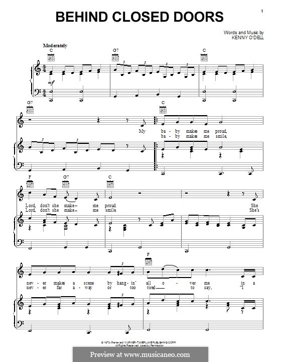 Behind Closed Doors (Charlie Rich): Para vocais e piano (ou Guitarra) by Kenny O'Dell