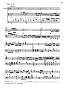 No.1 Aria di Aspasia 'Al destin che la minacia togli, oh Dio!': Para vocais e piano by Wolfgang Amadeus Mozart