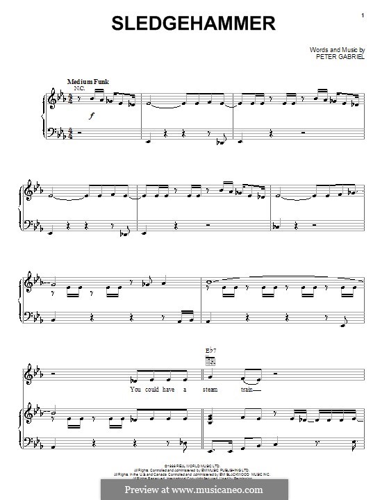 Sledgehammer: Para vocais e piano (ou Guitarra) by Peter Gabriel