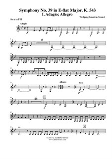Symphony No.39 in E Flat Major, K.543: Movement I - Horn in F 2 (Transposed Part) by Wolfgang Amadeus Mozart