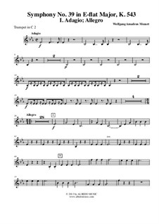 Symphony No.39 in E Flat Major, K.543: Movement I - Trumpet in C 2 (Transposed Part) by Wolfgang Amadeus Mozart