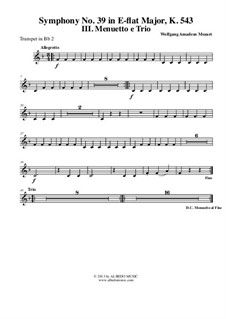 Symphony No.39 in E Flat Major, K.543: Movement III - Trumpet in Bb 2 (Transposed Part) by Wolfgang Amadeus Mozart