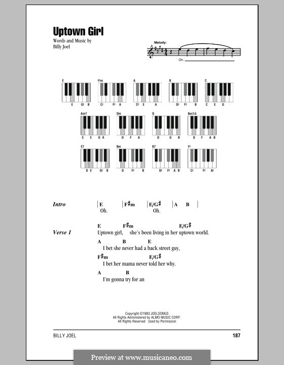 Uptown Girl: Letras e Acordes by Billy Joel