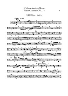 Concerto for Piano and Orchestra No.14 in E Flat Major, K.449: parte violoncelo e contrabaixo by Wolfgang Amadeus Mozart