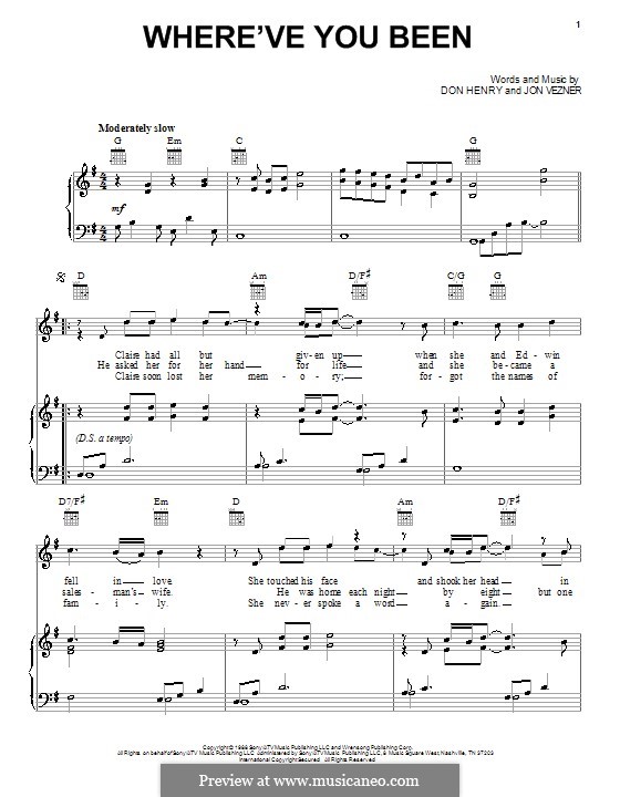 Where've You Been (Kathy Mattea): Parttitura principal by Don Henry, Jon Vezner